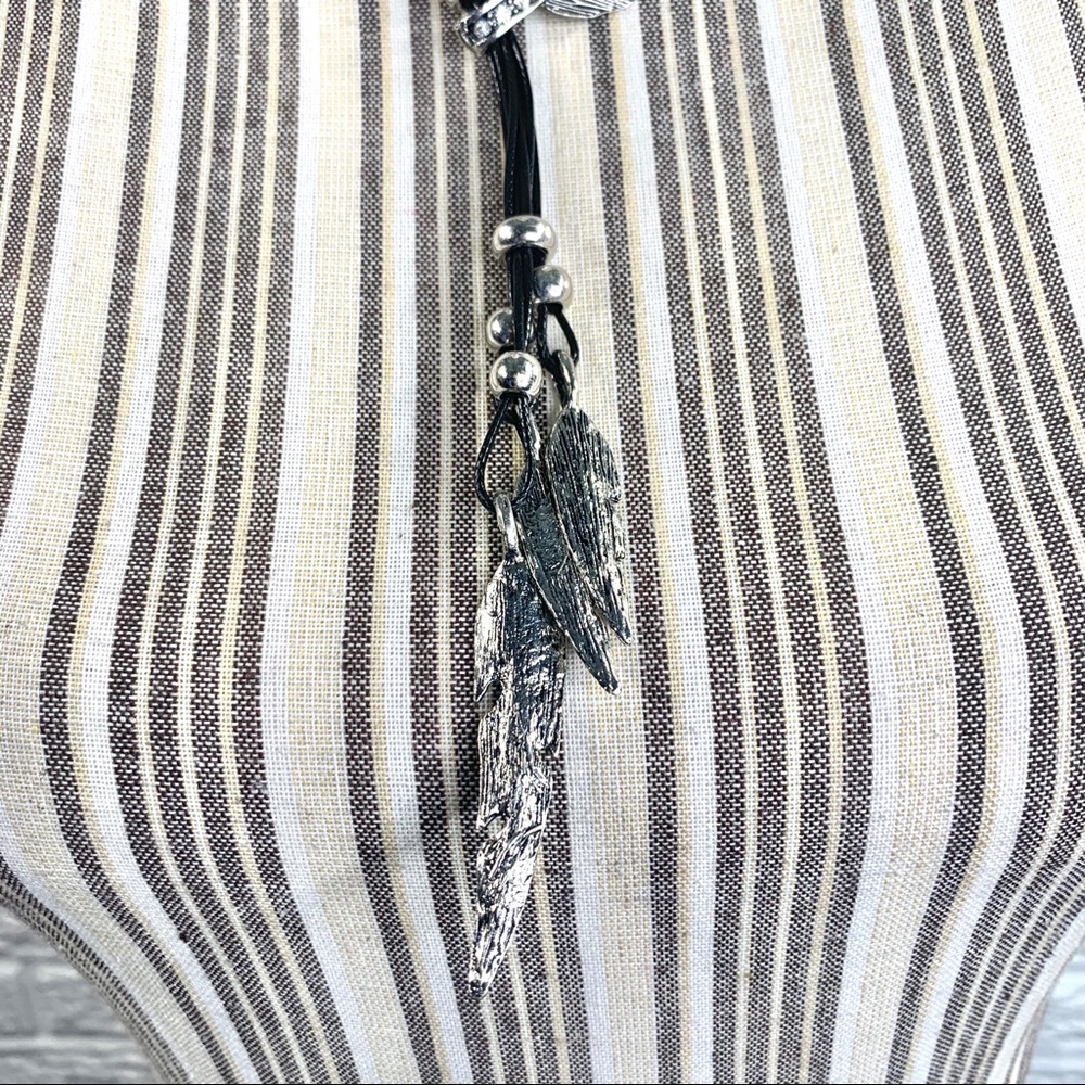 Rhinestone Feather Statement Lasso Necklace - Picture 5 of 6